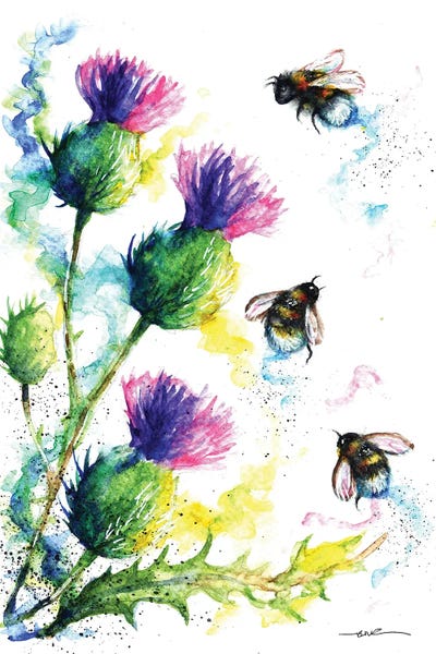 Bees: Bees And Thistles by BebesArts