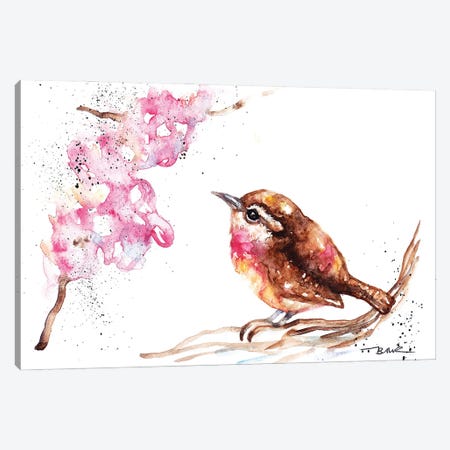 Wren And Blossom Canvas Print #BSR91} by BebesArts Canvas Print