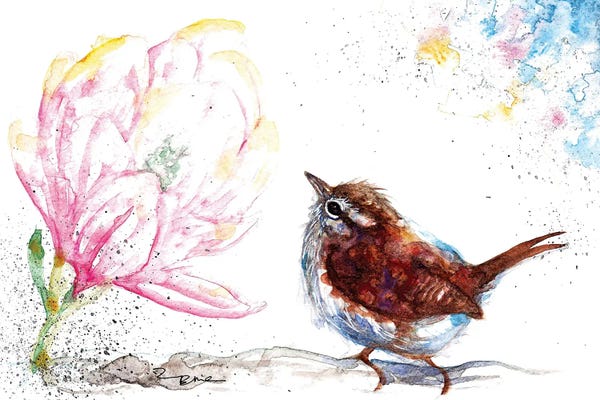 Magnolias: Wren And Magnolia by BebesArts