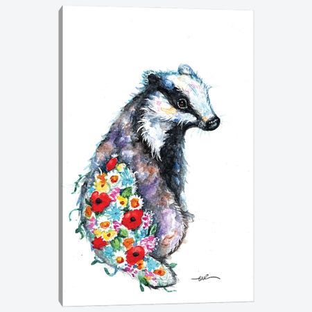 Blooming Badger Canvas Print #BSR94} by BebesArts Canvas Wall Art
