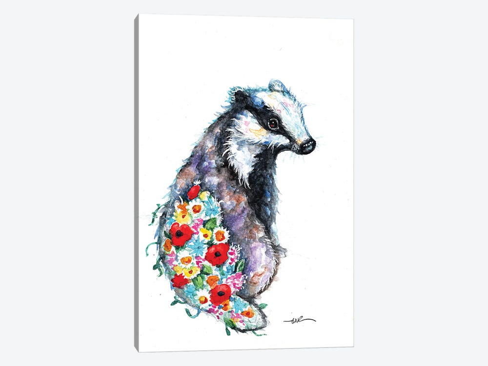 Blooming Badger by BebesArts 1-piece Canvas Print