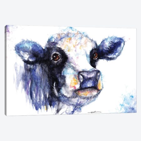 Black And White Cow Canvas Print #BSR9} by BebesArts Canvas Art