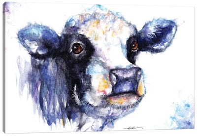 Black And White Cow Canvas Art Print - BebesArts