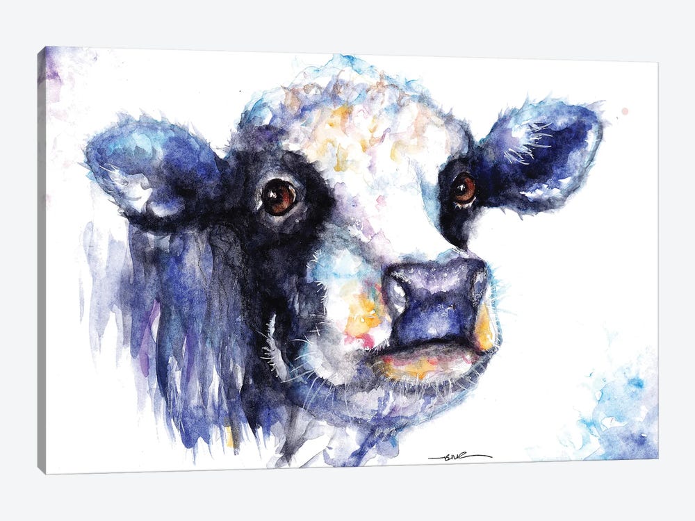 Black And White Cow by BebesArts 1-piece Canvas Print