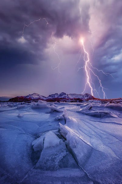 Iced Lightening by Brent Shavnore framed wall art