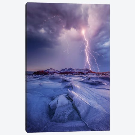 Iced Lightening Canvas Print #BSV17} by Brent Shavnore Canvas Wall Art