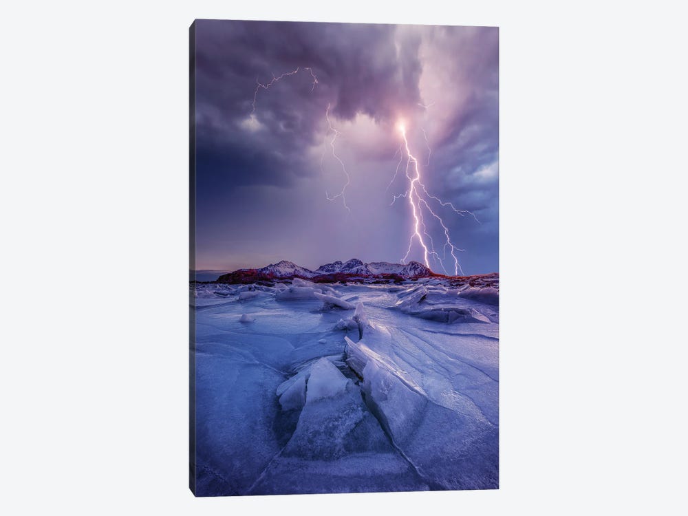 Iced Lightening by Brent Shavnore 1-piece Canvas Art Print