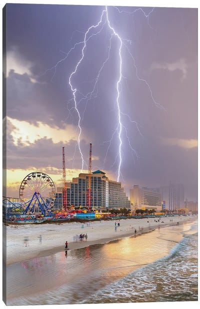 Chaos At Daytona Beach Canvas Art Print - Aerial Photography