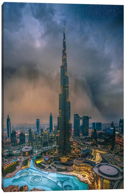Dubai Sandstorm Canvas Art Print - Aerial Photography