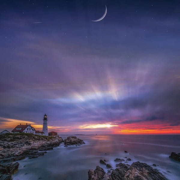 Aerial Beaches: Under The Cape Elizabeth Moon by Brent Shavnore