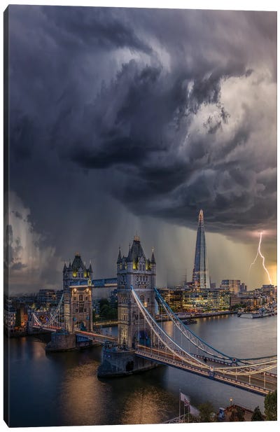 London Downpour Canvas Art Print - Aerial Photography