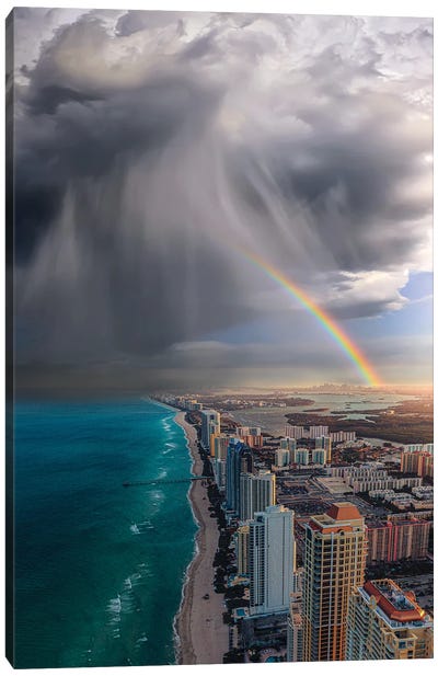 Rainbow Over Miami Canvas Art Print - Brent Shavnore
