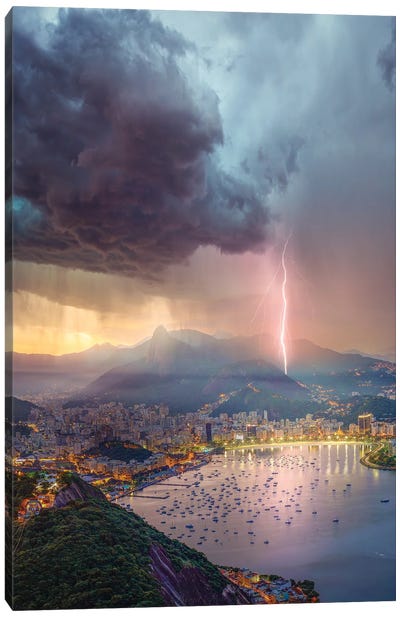 Pink Lights Over Rio Canvas Art Print - Brent Shavnore