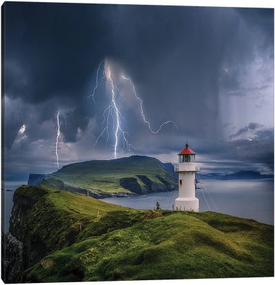 Lighthouse Cliff Chaos Canvas Art Print - Brent Shavnore