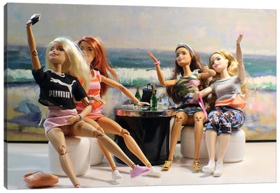 Barbie Beach Selfie Canvas Art Print - Friendship Art