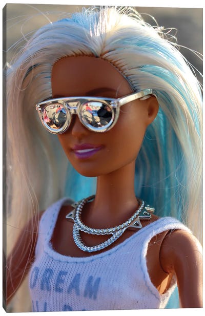 Dream Barbie Blue Hair Don't Care Canvas Art Print - Toys & Collectibles