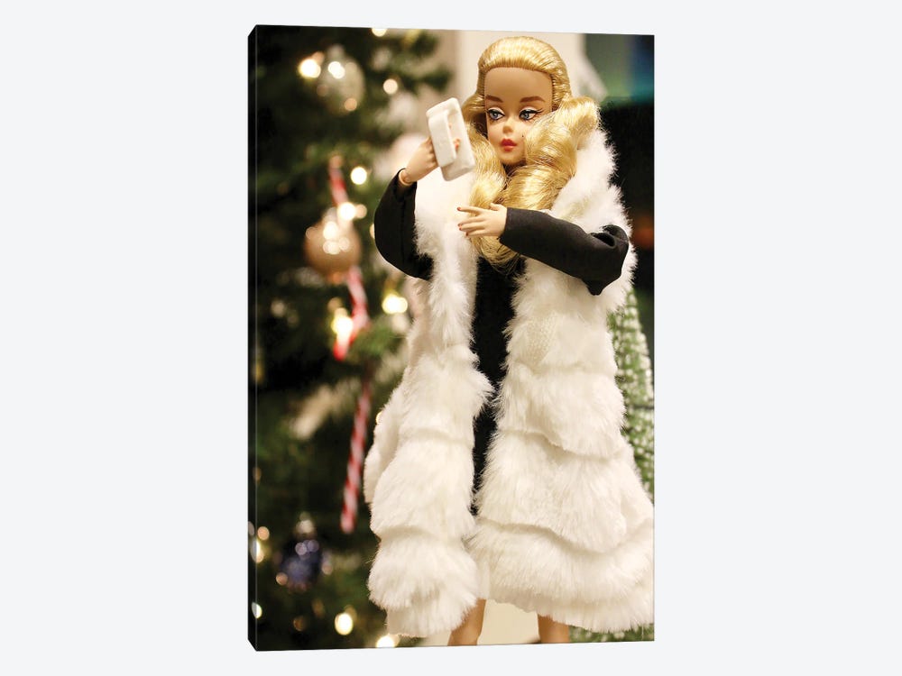 Silkstone Barbie Christmas Selfie by Barbara Schild 1-piece Canvas Artwork