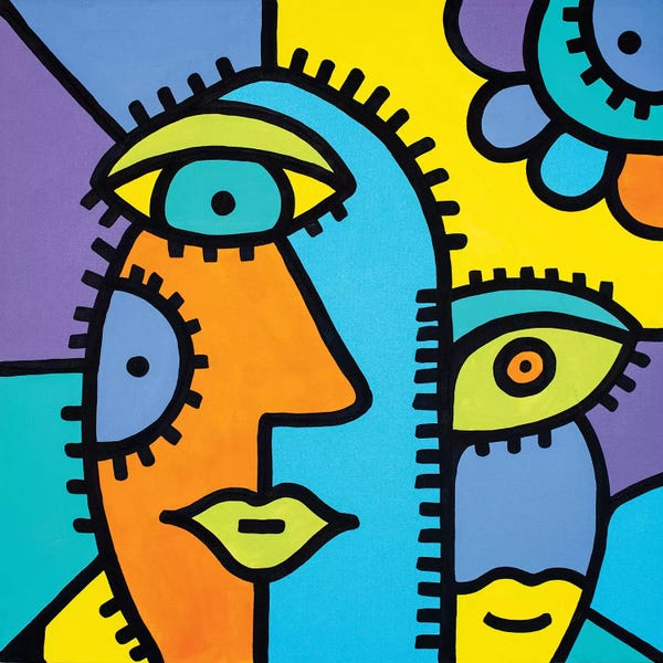 Cubist Visage: Sisters by Billy The Artist