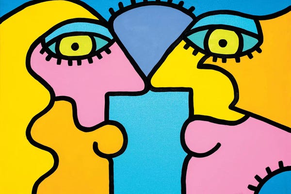 Large Modern Art - Canvas Prints: Sunset Couple by Billy The Artist