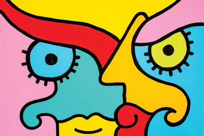 Thinking by Billy The Artist framed canvas print