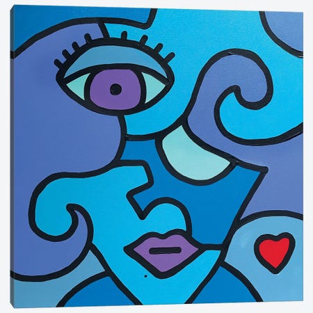 Blue Girl Canvas Print #BTA22} by Billy The Artist Canvas Artwork
