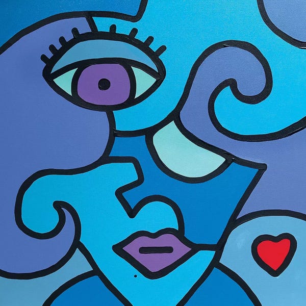 Cubist Visage: Blue Girl by Billy The Artist