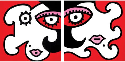 Mystery Girl Diptych by Billy The Artist canvas print