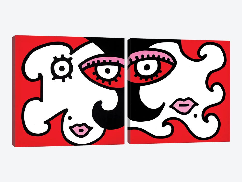 Mystery Girl Diptych by Billy The Artist 2-piece Canvas Artwork