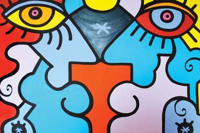 The Couple by Billy The Artist framed canvas print