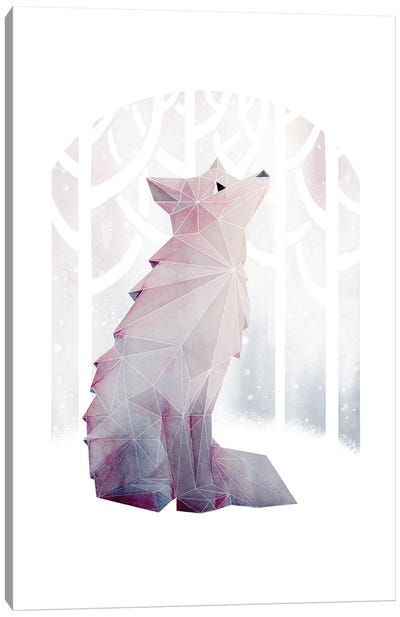 Fox In The Snow Canvas Art Print - Michelle Li Bothe