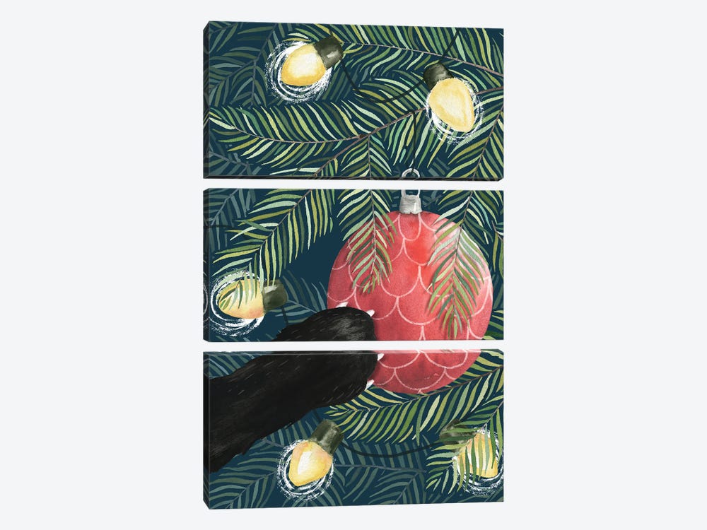 Here Comes Santa Claws by Michelle Li Bothe 3-piece Canvas Art Print