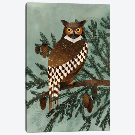 Horned Owl In The Pines Canvas Print #BTE14} by Michelle Li Bothe Canvas Artwork