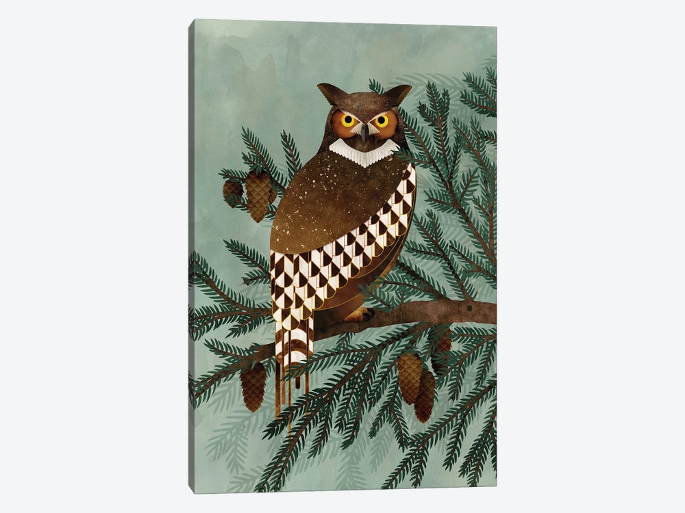 Horned Owl In The Pines by Michelle Li Bothe 1-piece Art Print