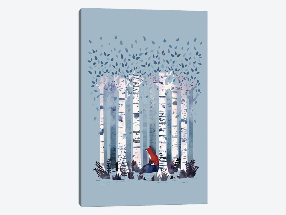 The Birches (On Blue) by Michelle Li Bothe 1-piece Canvas Wall Art