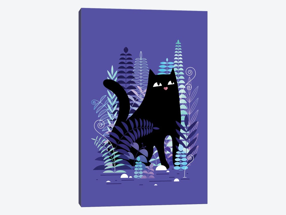 The Ferns (Black Cat) by Michelle Li Bothe 1-piece Canvas Artwork