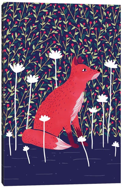 Fox In The Garden Canvas Art Print - Indigo Art