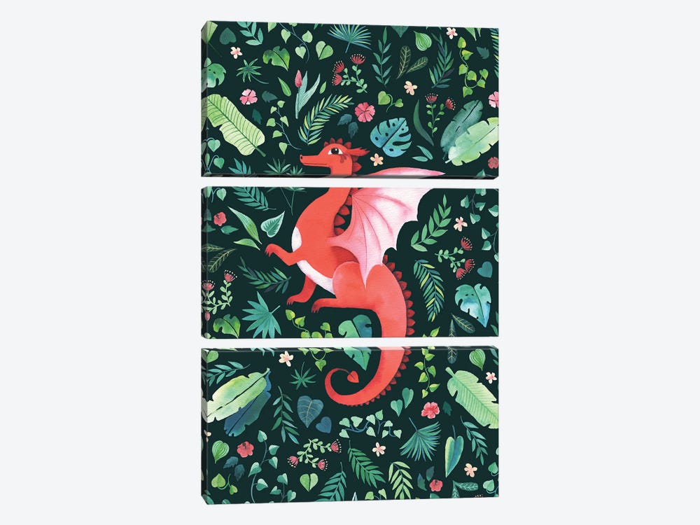 Tropical Dragon by Michelle Li Bothe 3-piece Canvas Print
