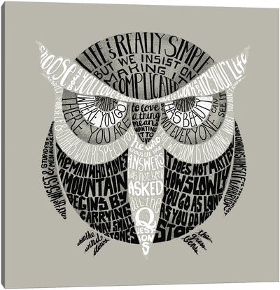 Wise Old Owl Says Canvas Art Print - Wisdom Art