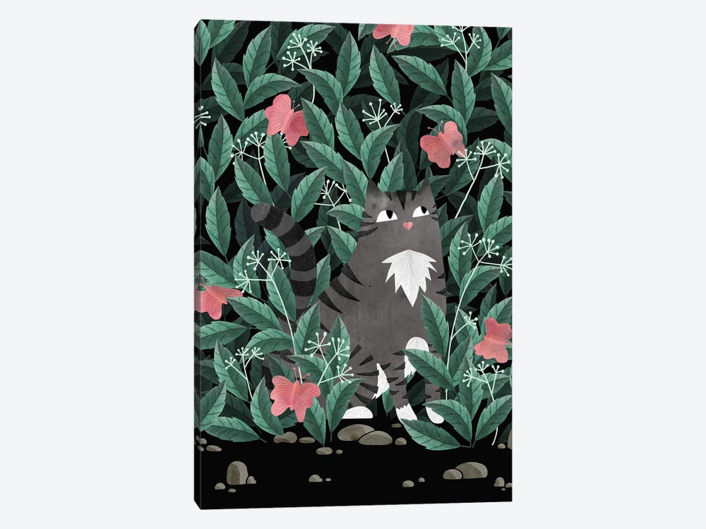 Cat In The Butterfly Garden by Michelle Li Bothe 1-piece Canvas Print