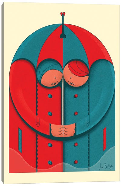 Couple In The Rain Canvas Art Print - John Battalgazi