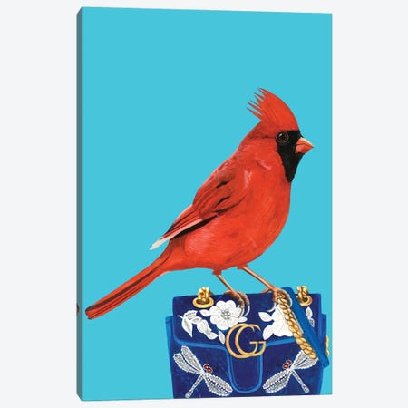 Red Cardinal Bird On Gucci Purse Canvas Print #BTM10} by Jackie Besteman Canvas Print
