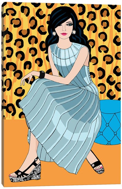 Woman In Bottega Veneta Dress Canvas Art Print