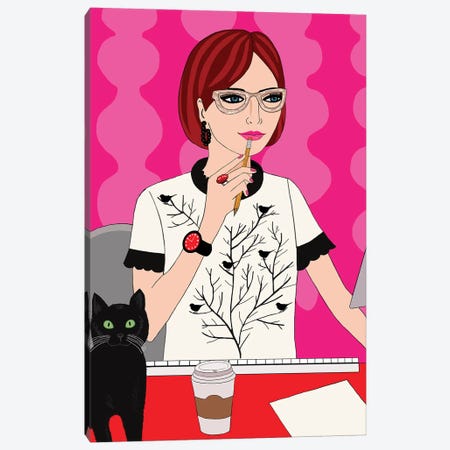 Woman With Cat Canvas Print #BTM19} by Jackie Besteman Canvas Print