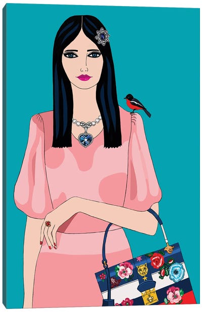 Woman In Miu Miu Dress And Gucci Bag Canvas Art Print - Jackie Besteman