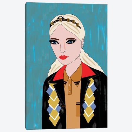 Woman In Miu Miu Argyle Jacket Canvas Print #BTM24} by Jackie Besteman Canvas Print