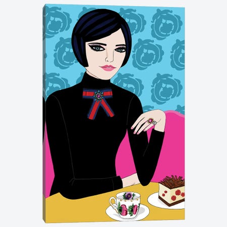 Woman In Cafe With Coffee And Cake Canvas Print #BTM27} by Jackie Besteman Art Print