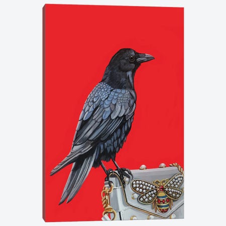 Crow On Gucci Purse Canvas Print #BTM29} by Jackie Besteman Canvas Artwork