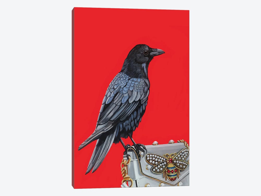 Crow On Gucci Purse by Jackie Besteman 1-piece Canvas Art