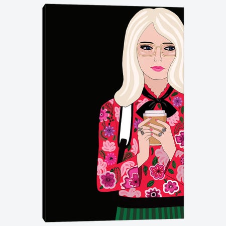 Gucci Woman With Coffee Canvas Print #BTM2} by Jackie Besteman Canvas Art Print
