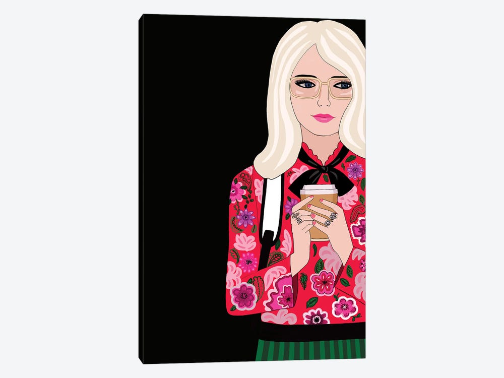 Gucci Woman With Coffee by Jackie Besteman 1-piece Canvas Art